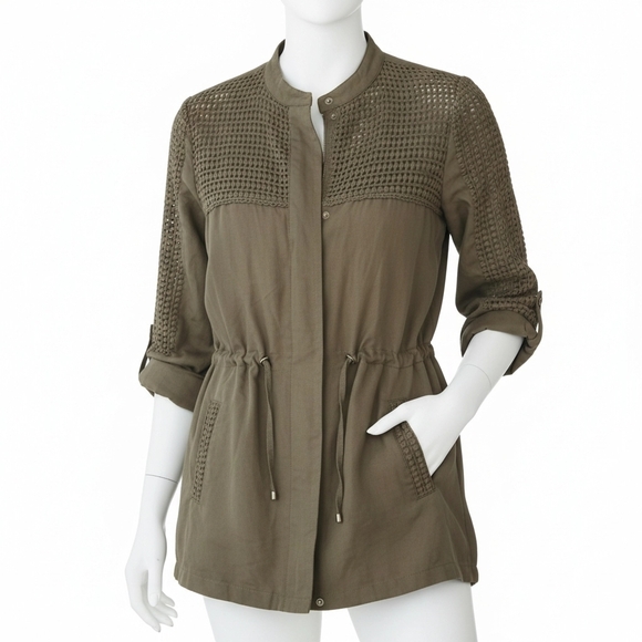 MARKET & SPRUCE Olive Green Zip Up Shirt/Jacket - Picture 3 of 6